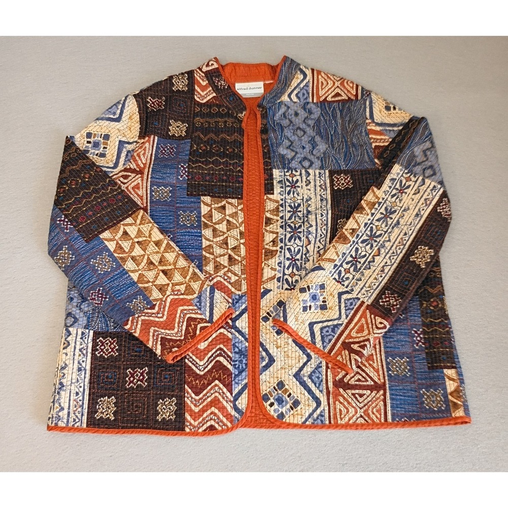 Alfred Dunner Open Jacket Blazer Patchwork Quilted Boho Lightweight Sz 2XP‎ ?